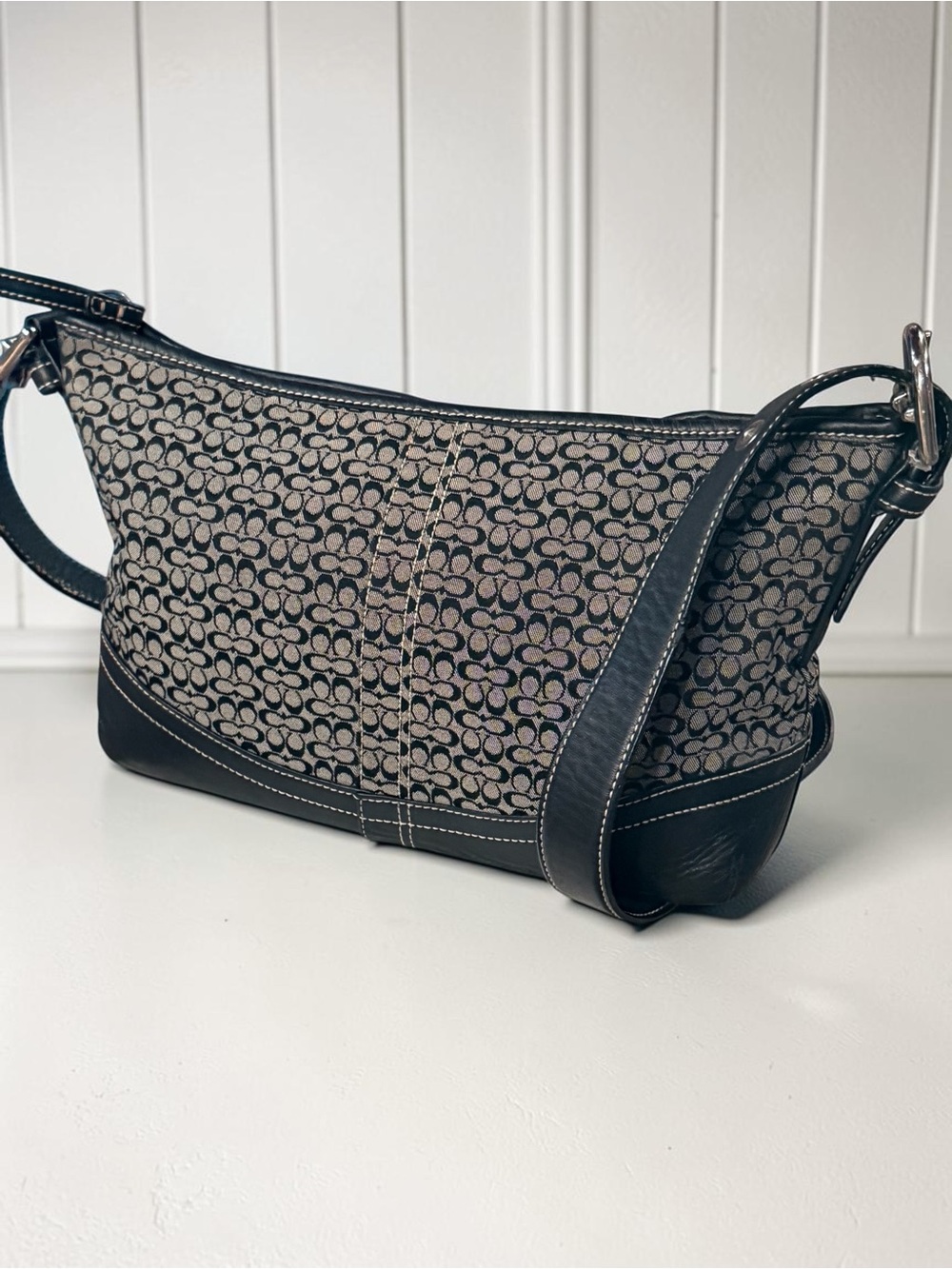 Coach Black/Gray Signature C Monogram Y2K Jacquard Soho Hobo Shoulder Bag